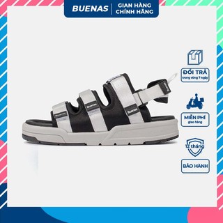 Dép nam nữ Buenas SD-6879 - màu đen quai trắng quai dù sandal học sinh đi chơi đế cao 3 phân chính hãng