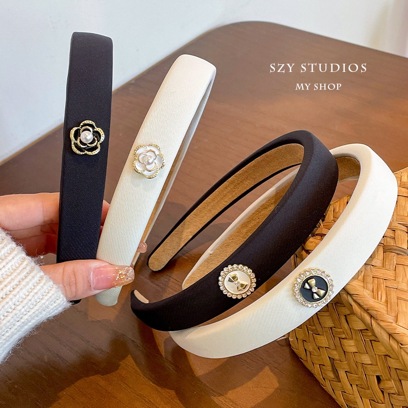 Băng Đô Cài Tóc Bằng Xốp Họa Tiết Hoa Trà Phong Cách Pháp Cổ Điển Thời Trang Cho Nữ