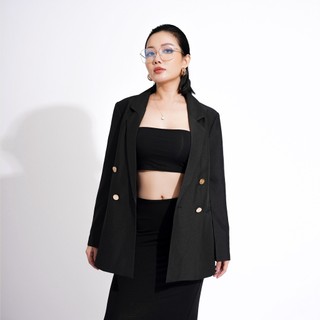 Áo blazer đen khuy vàng banhbeoclothes ak001