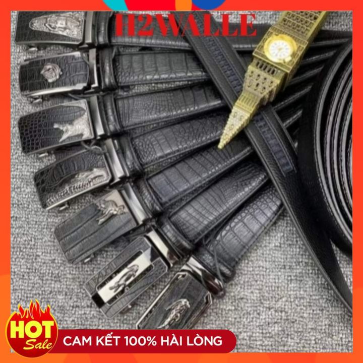 Thắt lưng nam dập vân cá sấu bảo hành 12 tháng mặt khóa tự động sang trọng đẳng cấp mẫu mã đa dạng