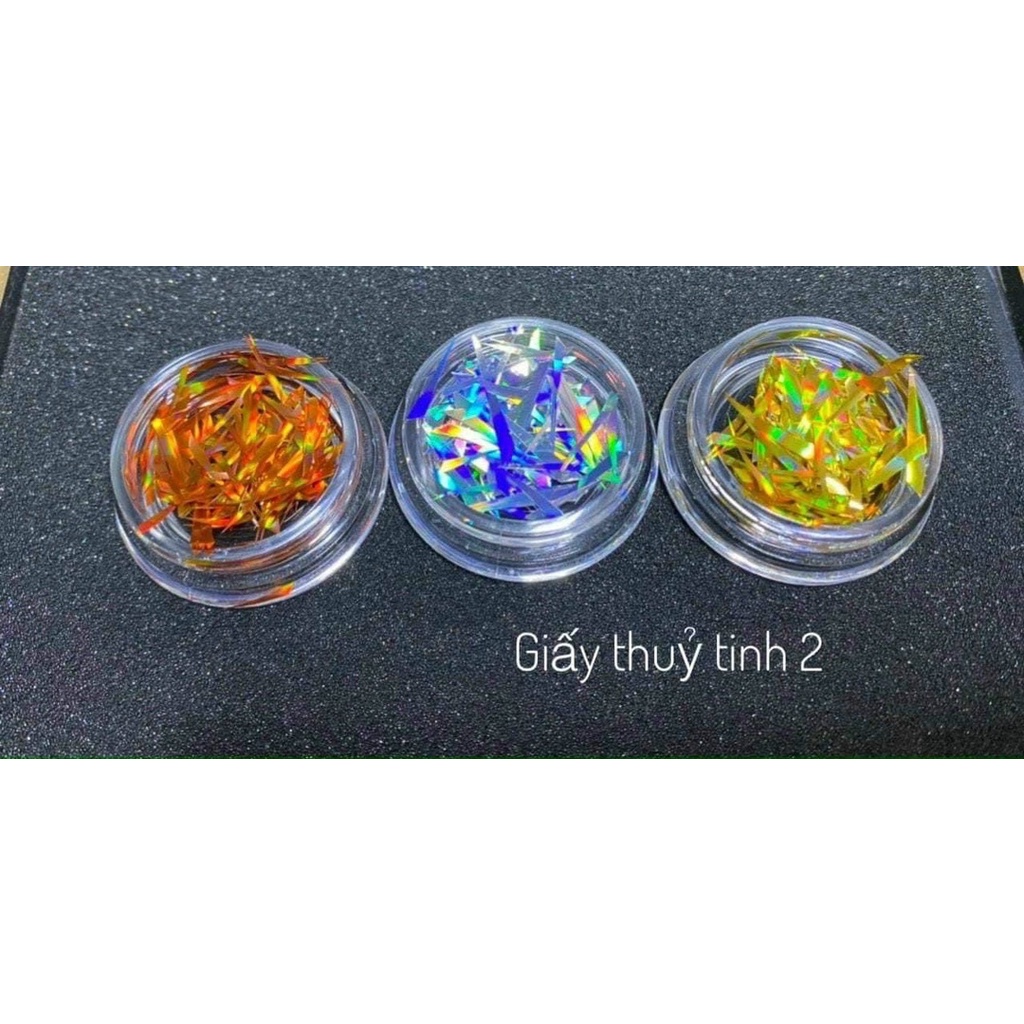 Giấy thuỷ tinh sét gồm 3 hũ , trang trí móng