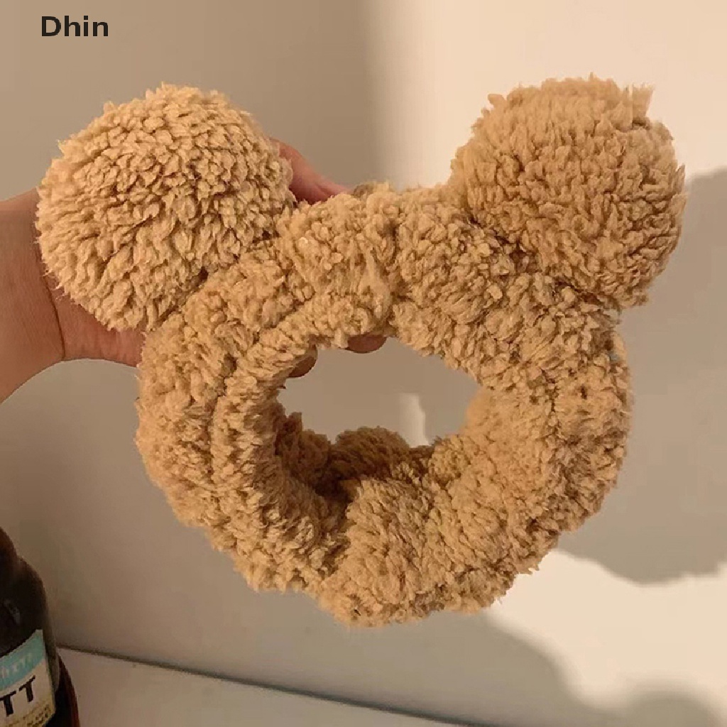 Băng Đô Nhung Tai Gấu Co Giãn Dễ Thương Dành Cho Rửa Mặt / Trang Điểm