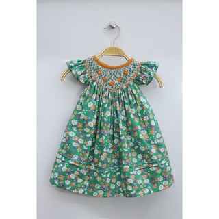 Đầm smock hoa nhí xanh