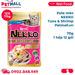 Pate mèo NEKKO Jelly Tuna & Shrimp 70g - Hộp 12 gói Petmall