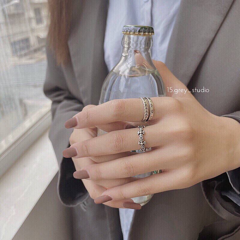 𝗥𝗜𝗡𝗚 | Set Nhẫn hoạ tiết Chrome Unisex