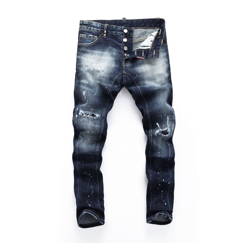 DSQUARED2 Quần jean nam hợp thời trang Âu Mỹ, dáng ôm, rách vá, phong cách thường ngày đường phố