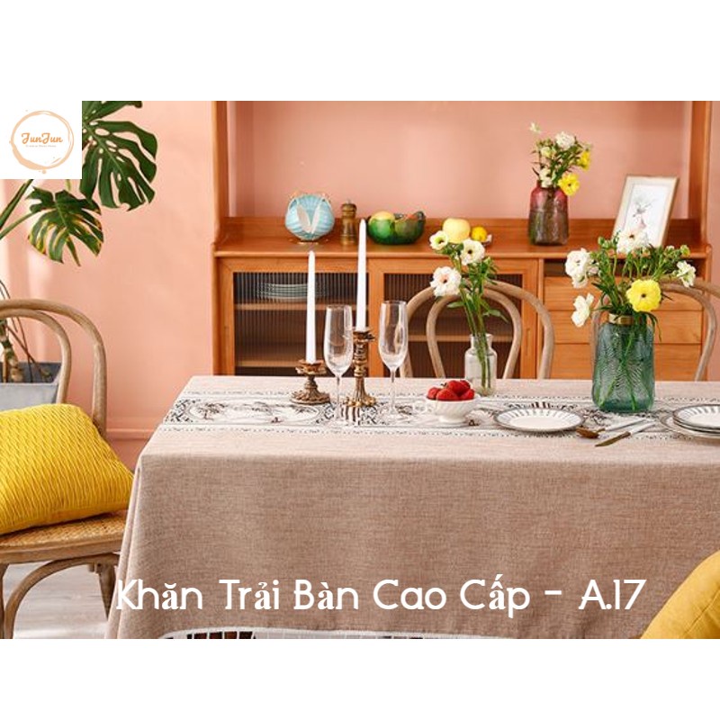 K1_Khăn trải bàn Cao Cấp có tua hình vuông/chữ nhật chất liệu cotton 100% Phong cách Bắc Âu