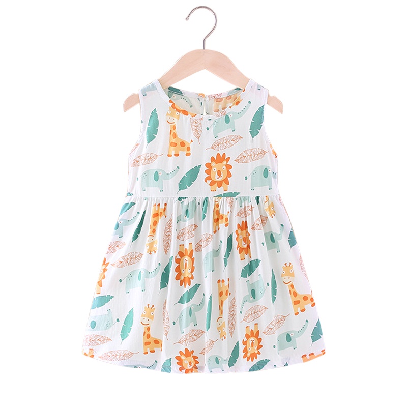 LJMOFA KIDS Váy Trẻ Em 2-8T Năm Cô Gái Mùa Hè Dễ Thương Váy Dầy Màu Sắc Hoa Vỡ Phim Hoạt Hình Khủng Long Nhiều Phong Cách Lựa Chọn