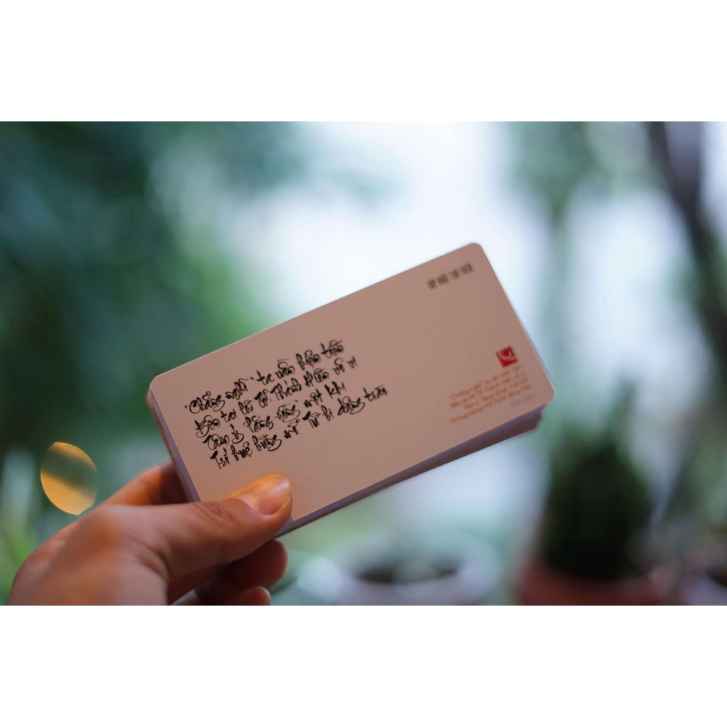 Bộ bài thư pháp GÓP NHẶT THƠ THIỀN | Bộ 55 thẻ |  7cm x 11cm | Lá duyên