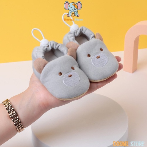 Giày Tập Đi Cotton Hình Gấu Nâu Siêu Đáng Yêu Cho Bé Từ 0-1 tuổi Doomi Store - SP269