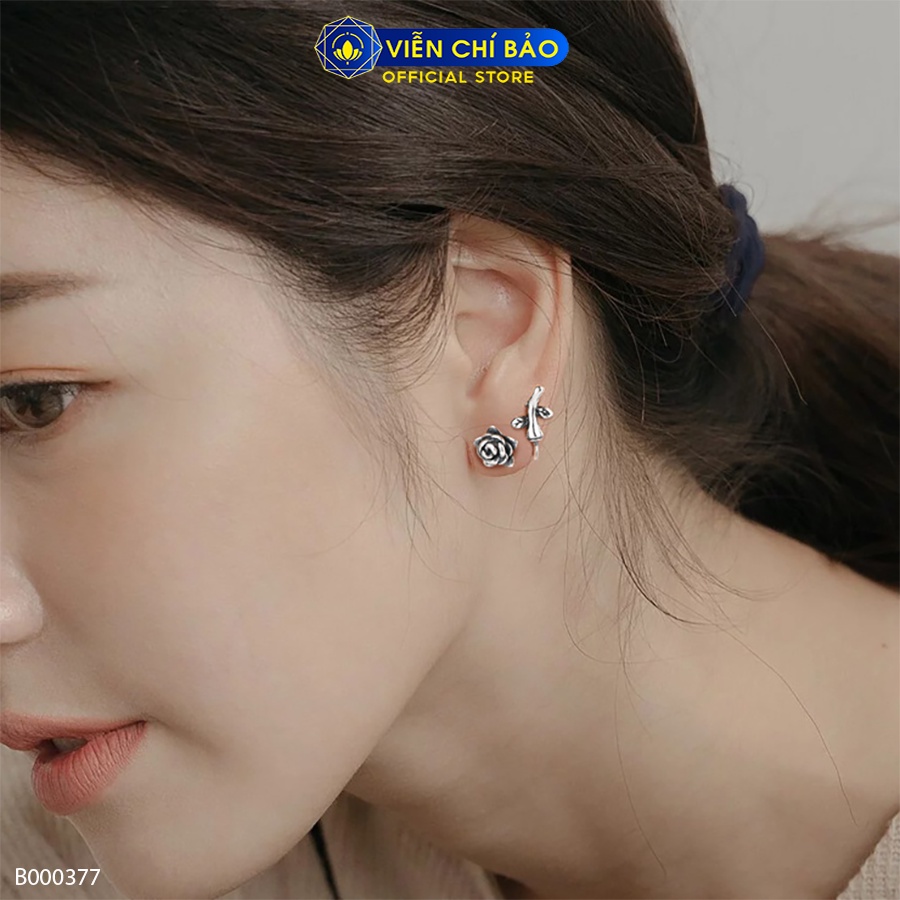 Bông tai hoa hồng chất liệu bạc Thái mới thời trang phụ kiện trang sức nữ Viễn Chí Bảo B000377