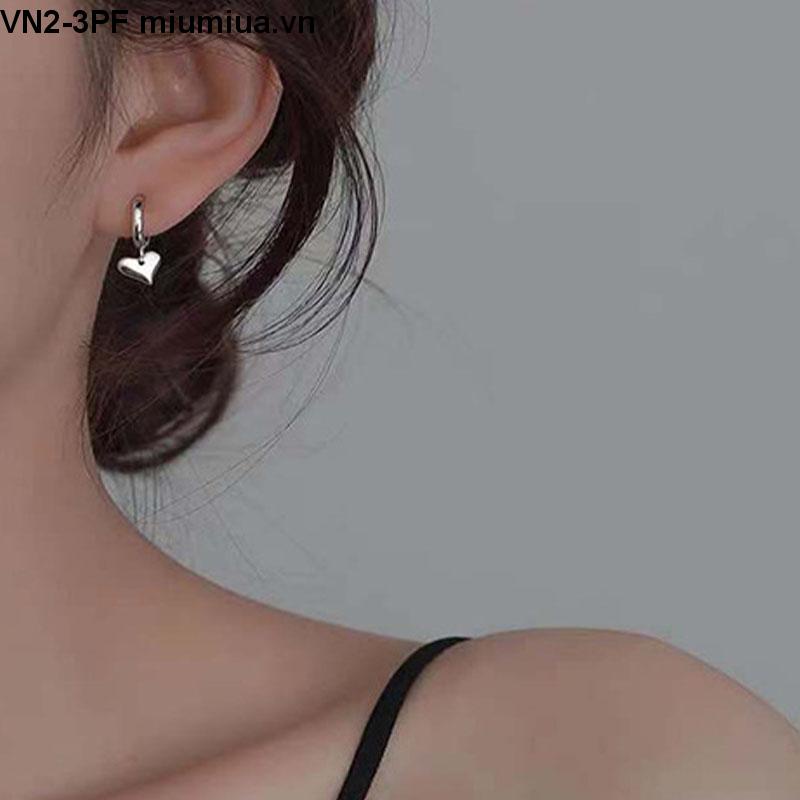 Set 2 Khuyên Tai Bạc Hình Trái Tim Đơn Giản Cho Nữ