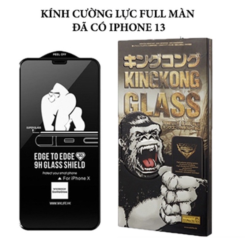 Kính cường lực Kingkong iP hộp sắt WK Khỉ không hộp trần dán full cho IP 6 Plus 7 8 X XS Max 11 12 Pro