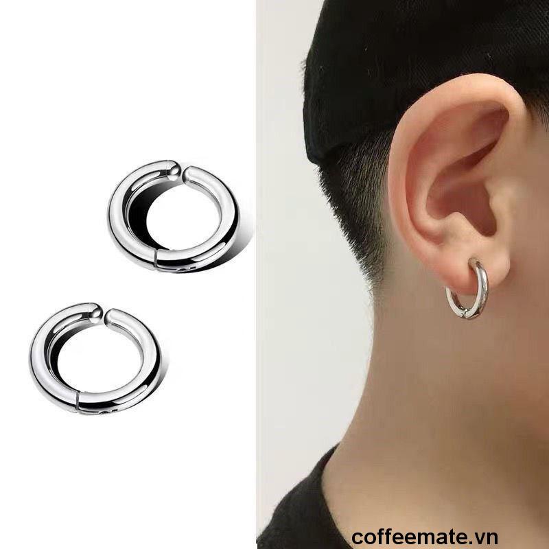 ⚡Bông Tai Tròn Bằng Thép Titan Màu Bạc Hàn Quốc Cho Cặp Đôi
