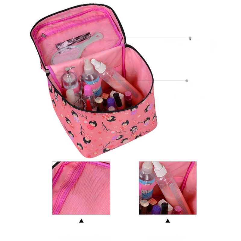 Túi Đựng Mỹ Phẩm Hình Vuông Bằng Vải Nỉ Dày Dặn Họa Tiết Hoạt Hình Dễ Thương