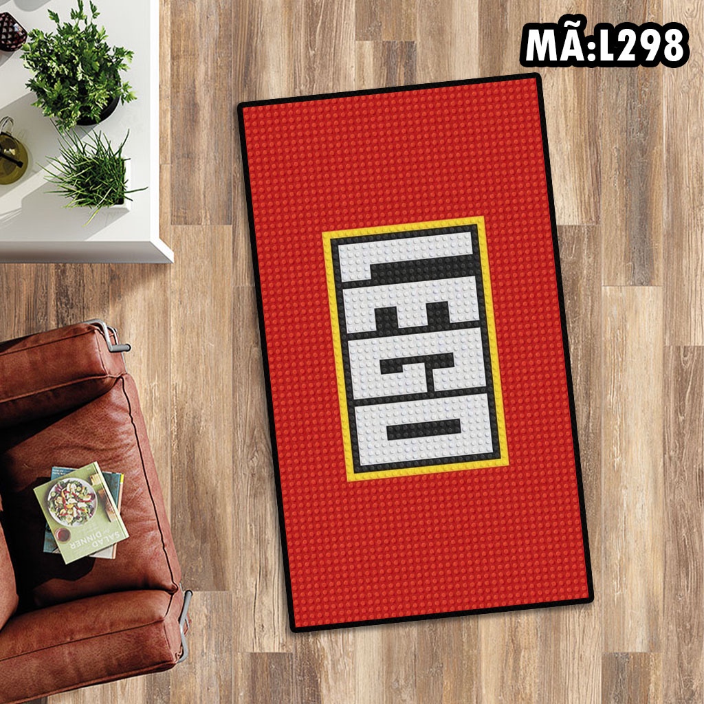 Thảm Trang Trí Lego trắng đỏ vintage Decor Góc Học Tập Làm Việc Phòng Ngủ Phòng Khách Văn Phòng