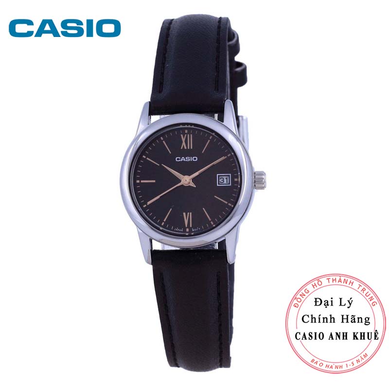 Đồng hồ nữ Casio LTP-V002l-1B3UDF dây da cỡ mặt 25mm