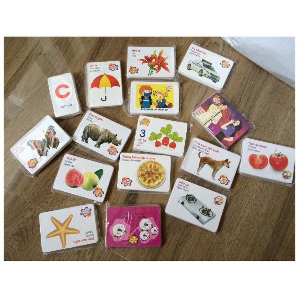 Bộ 416 Thẻ Học Thông Minh Cho Bé - Flashcard Gồm 16 Chủ Đề Song Ngữ
