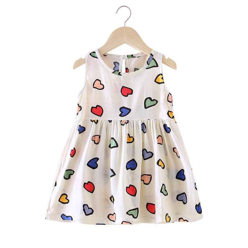 LJMOFA KIDS Váy Trẻ Em 2-8T Năm Cô Gái Mùa Hè Dễ Thương Váy Dầy Màu Sắc Hoa Vỡ Phim Hoạt Hình Khủng Long Nhiều Phong Cách Lựa Chọn