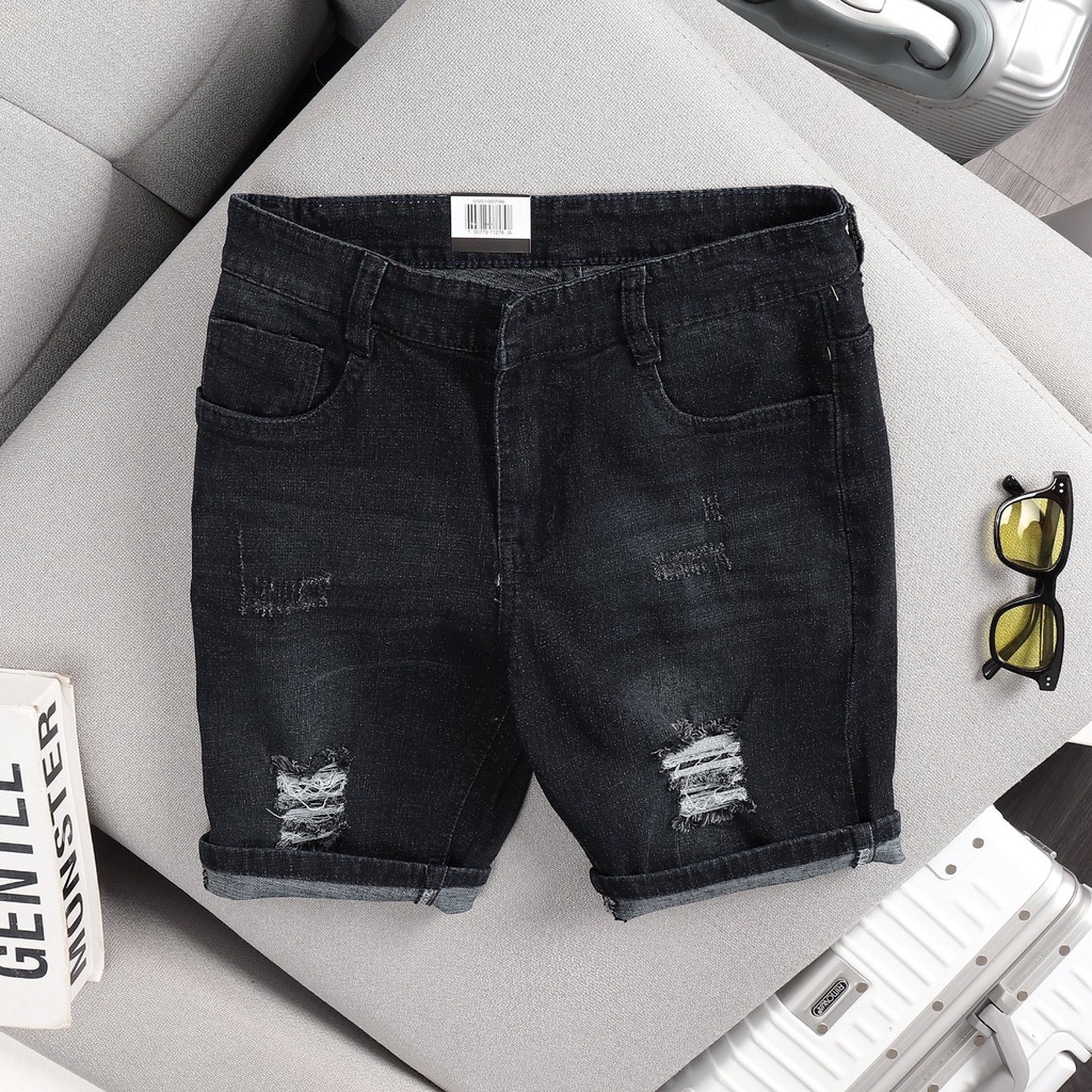 Quần Short Jean Nam chất liệu bò denim co giản 4 chiều đường may sắc sảo thêu chỉ tiết thời trang nam nhiều mẫu mã