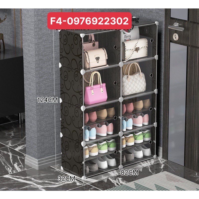 Tủ Giày Lắp Ghép kèm Tủ Đựng Túi Sách Đa Năng Lắp Ghép Thông Minh