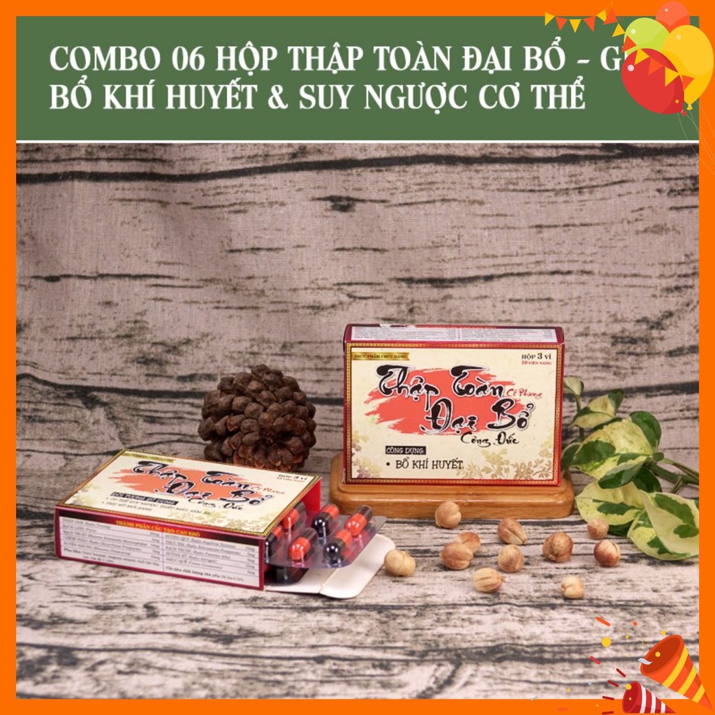 Combo 6 hộp Thập toàn Đại bổ Công Đức - Bổ Khí Huyết (Cơ thể suy nhược, thiếu máu, kém ăn...)