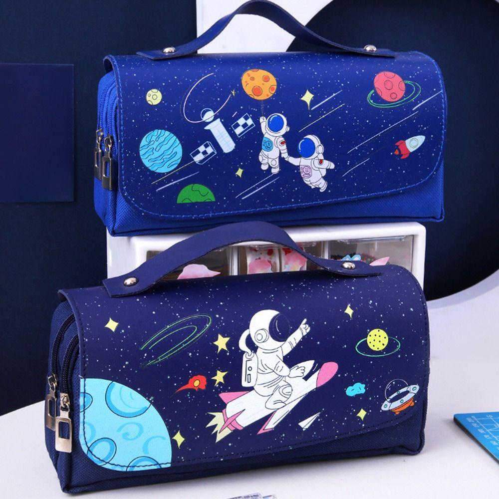 CHOOKEY Túi Đựng Bút Cỡ Lớn In Hình Phi Hành Gia Dễ Thương Cho Học Sinh