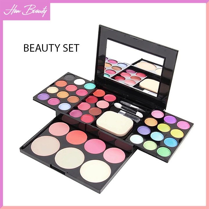 Hộp Phấn Trang Điểm 3 Tầng 39 Màu ADS Gồm Màu Mắt Màu Son Má Hồng Phấn Tạo Khối hanbeauty