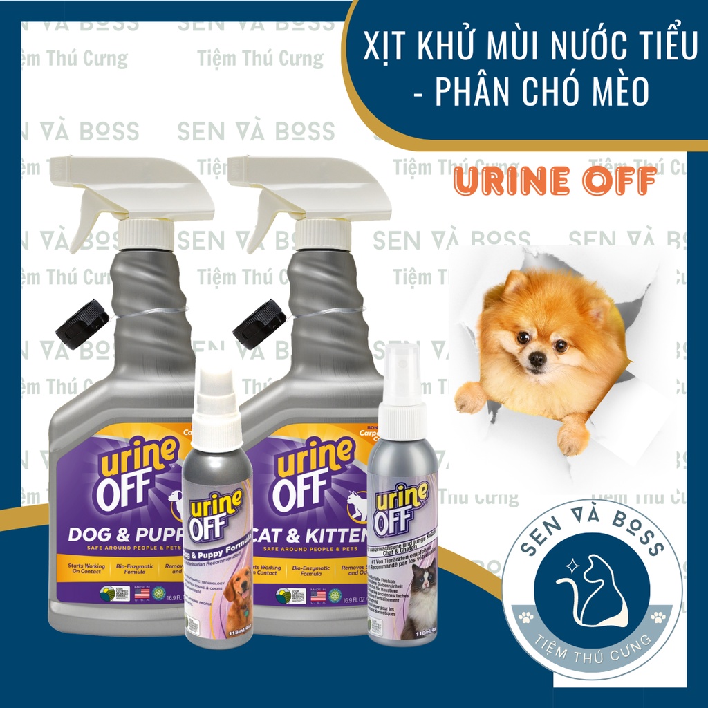 Xịt khử mùi khai, hôi nước tiểu chó mèo Urine off Mỹ giúp khử mùi hôi phân và vết ố vàng nước tiểu mèo chó