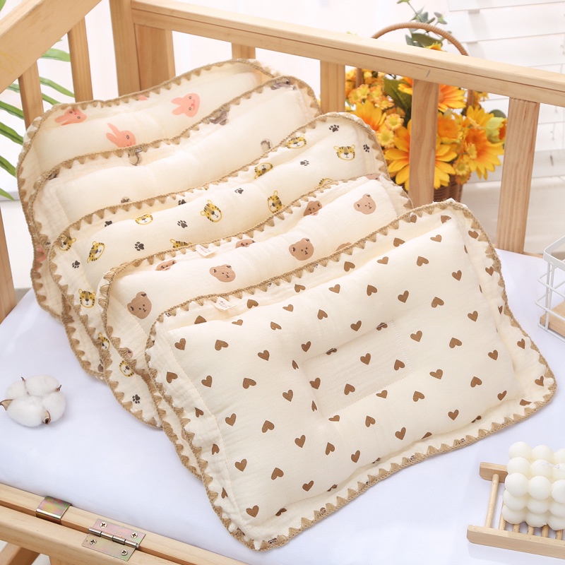 Gối Lõm Sơ Sinh Chống Bẹp Đầu Vải Xô Cotton Siêu Mềm Quảng Châu