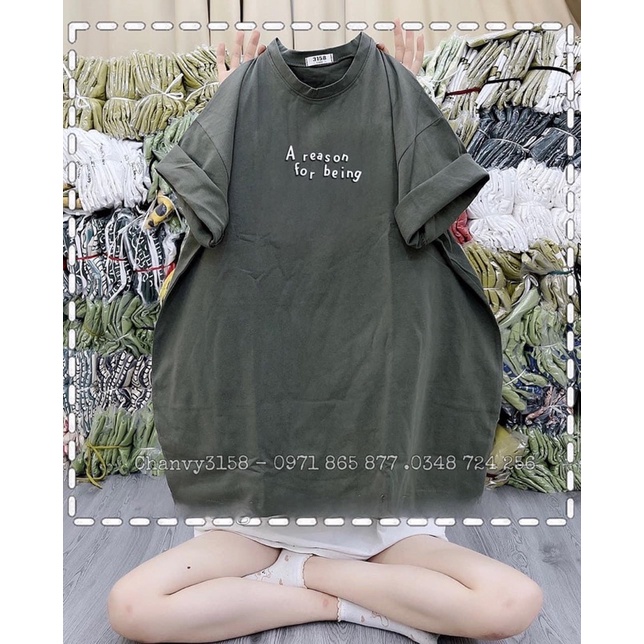 Áo phông cotton khô 3158 form rộng nam nữ oversize in chữ Areason