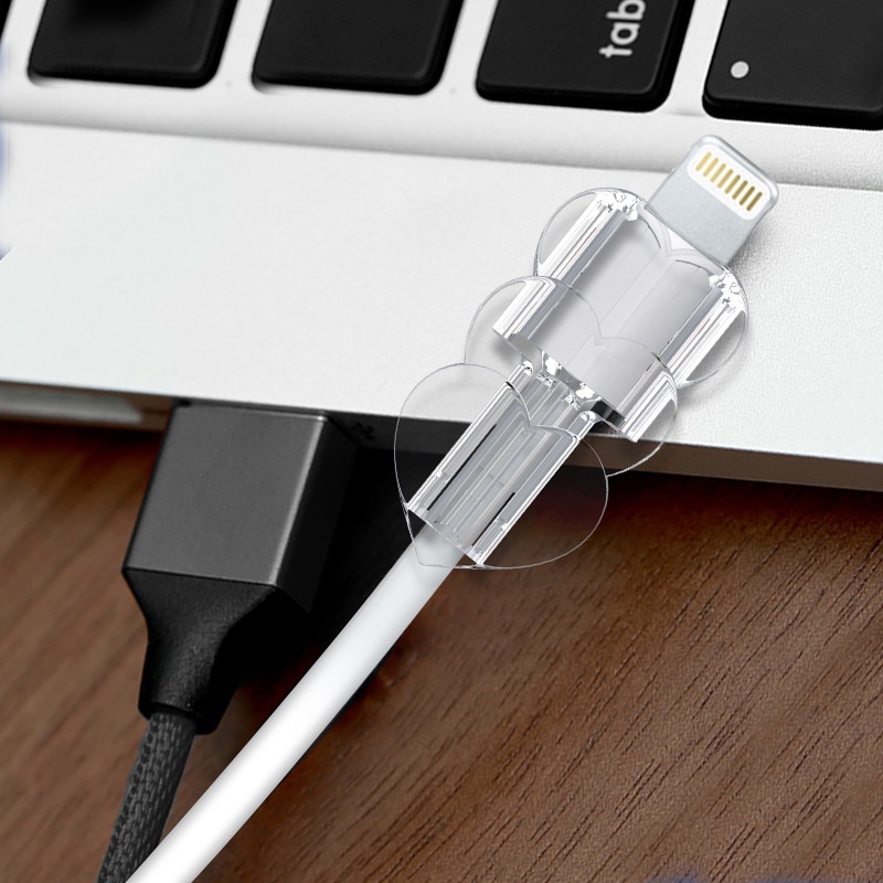 Set 5 Vỏ Bảo Vệ Dây Cáp Dữ Liệu Bằng Silicon Trong Suốt Chống Đứt Hình Trái Tim