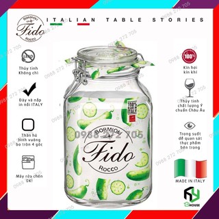 Italy-lọ thủy tinh, hũ thủy tinh nắp cài fido - bormioli rocco - 3l - siêu kín hơi