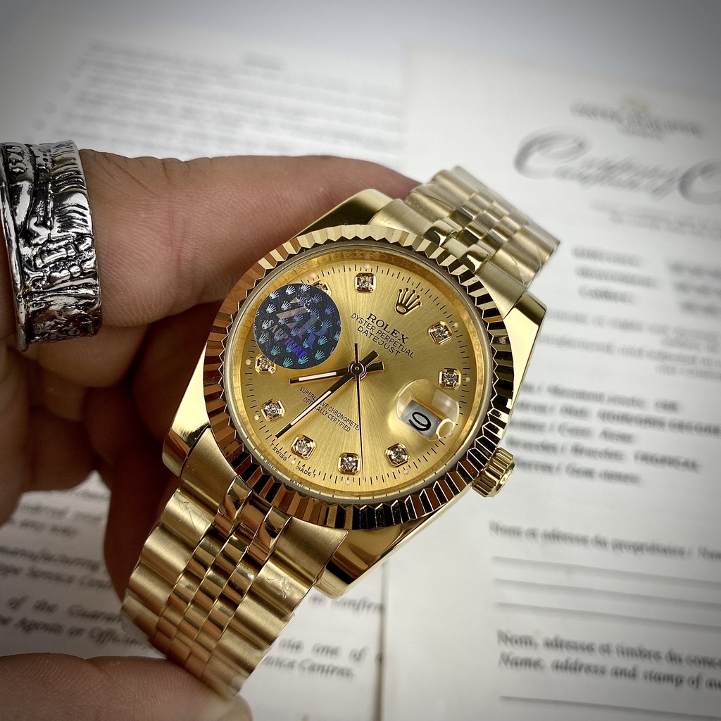 Đồng Hồ Nam RoLex Sapphire RA22A Case 36/41mm Mặt VÀNG Dây Vàng Máy cơ Automatic Nhật