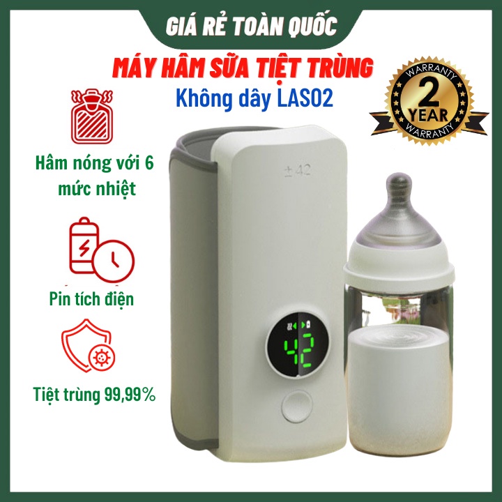 Máy hâm sữa không dây Finose hiển thị 6 mức nhiệt ổn định - Làm nóng nhanh, giữ nhiệt lâu, Pin hoạt động trong 3 giờ