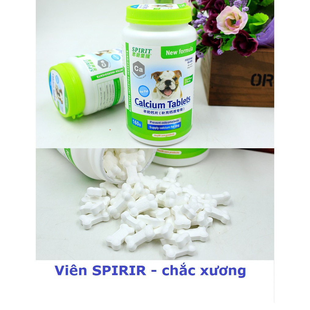 Lẻ 1 Viên Spirit dưỡng chất canxi cho chó mèo (5 loại) Spirit chắc xương dưỡng lông và chó mèo biếng ăn