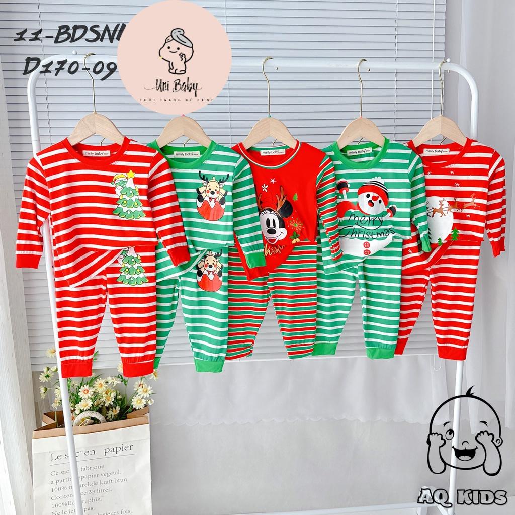 Bộ THUN LẠNH NOEL MINKY MOM, Minlybaby chính hãng, Bộ Dài Tay Sọc NOEL 2022 Unibaby DL22