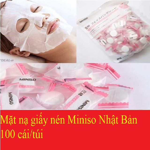 (lẻ 1 viên) Mặt nạ giấy nén Miniso gói 100 viên Nhât Bản