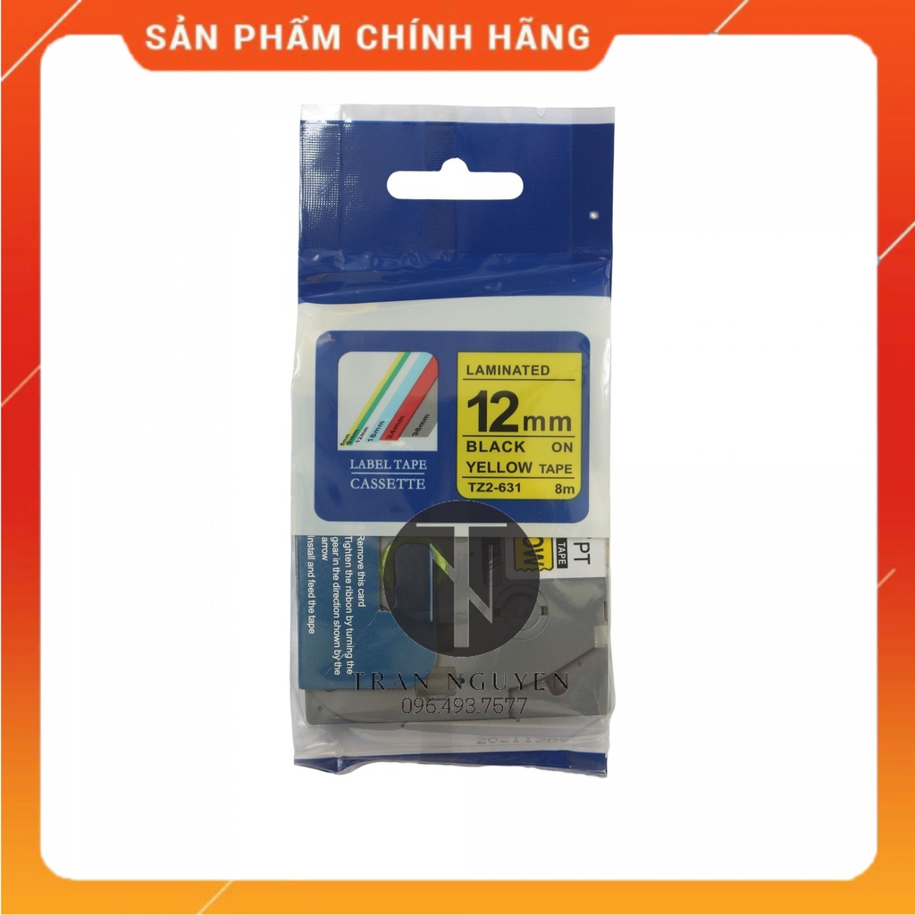 Nhãn In Brother Tz2-631 - Đen nền vàng 12mm x 8m