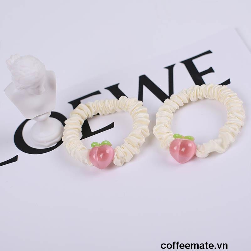 【coffeemate】⚡ Dây Buộc Tóc In Họa Tiết Quả Đào Thời Trang Cho Nữ