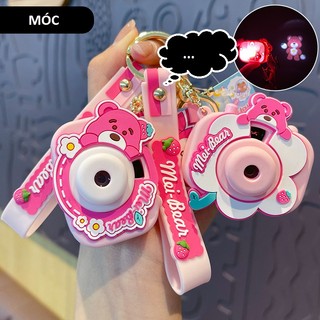 Móc khóa GẤU DÂU LOTSO - Camera máy ảnh bấm ra các khung hình gấu dâu đáng yêu
