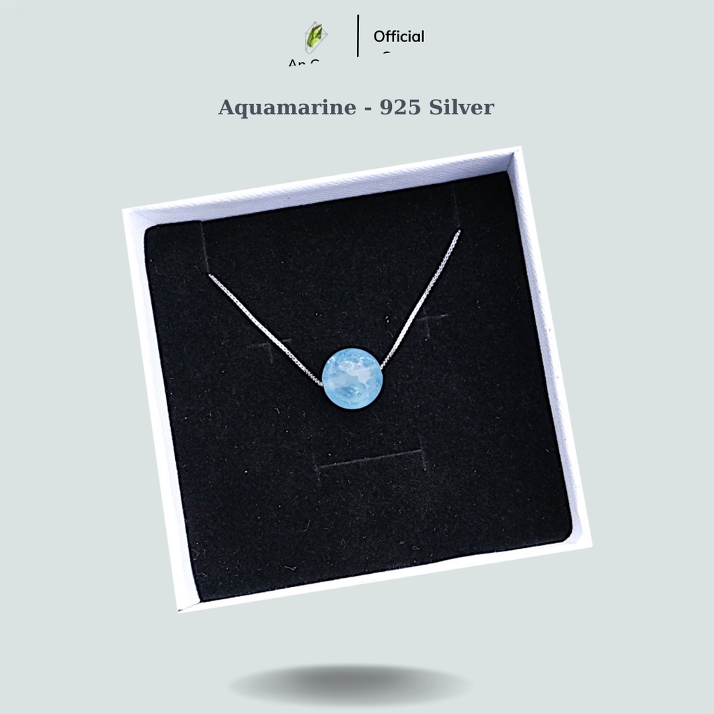 Dây chuyền bạc hạt tròn đá tự nhiên An Gem
