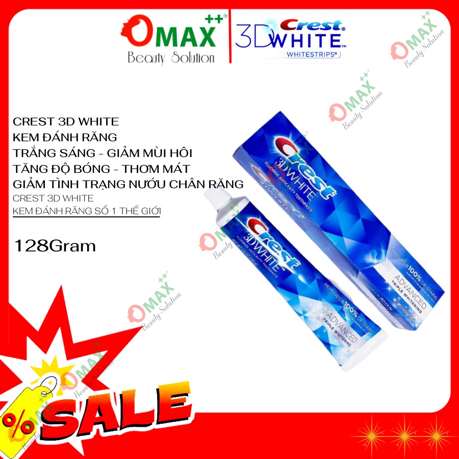 KEM ĐÁNH RĂNG CREST MỸ 158G - RĂNG CHẮC KHỎE - TRẮNG SÁNG - GIẢM NƯỚU VÀ HÔI MIỆNG