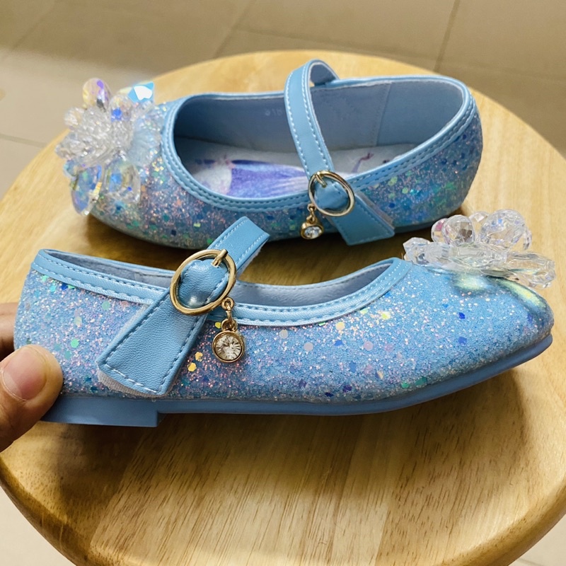 Giày búp bê công chúa Elsa đính đá cao cấp êm chân bé