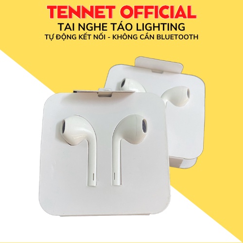 Tai nghe nhét tai cho 7/8/X/X.s/11/12/13/14 màu trắng, kết nối tự động không cần bluetooth, jack dẹt lighting, có micro
