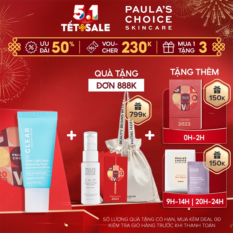 Kem chống nắng dạng sữa siêu nhẹ dành cho da mụn Paula’s Choice Clear Ultra-Light Daily Fluid SPF 30 15 ml 6137