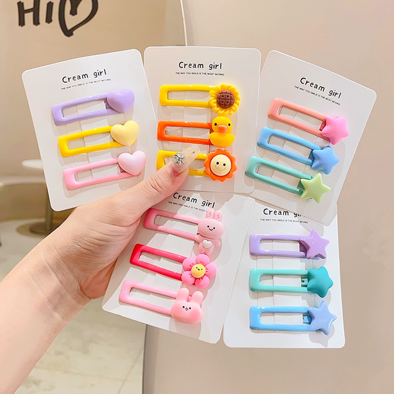Set 3 Kẹp Tóc Nhiều Màu Sắc Cho Bé Gái