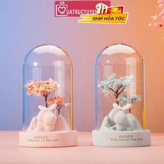 Hộp đèn trang trí để bàn Tuần lộc vệ sĩ ngộ nghĩnh (xanh/hồng) quà tặng sinh nhật, giáng sinh, 14/02