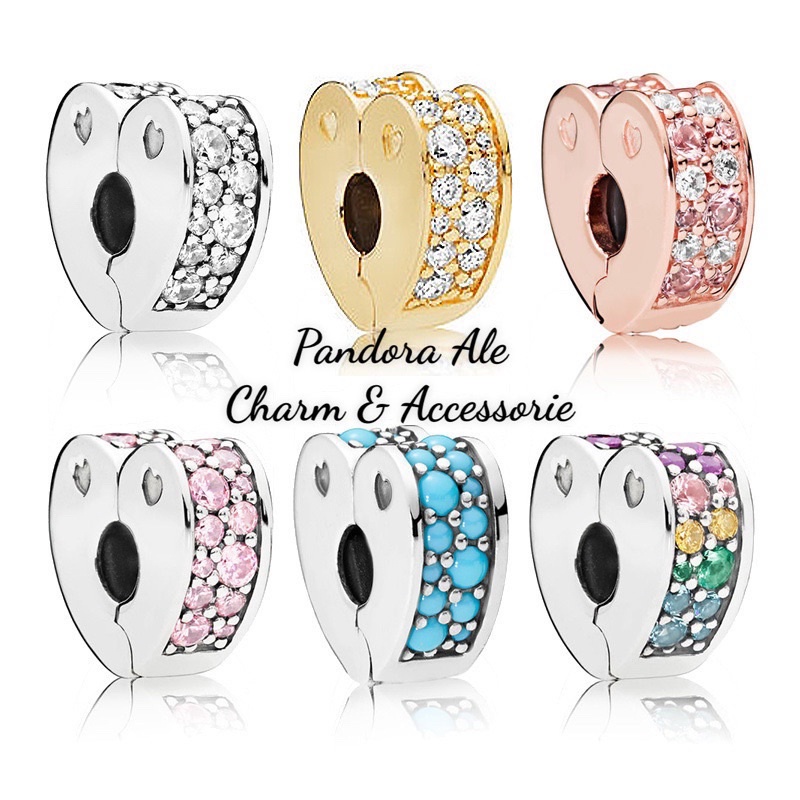 CHARM PAN ALE KHOÁ CHẶN TIM ĐÍNH ĐÁ BẠC S925