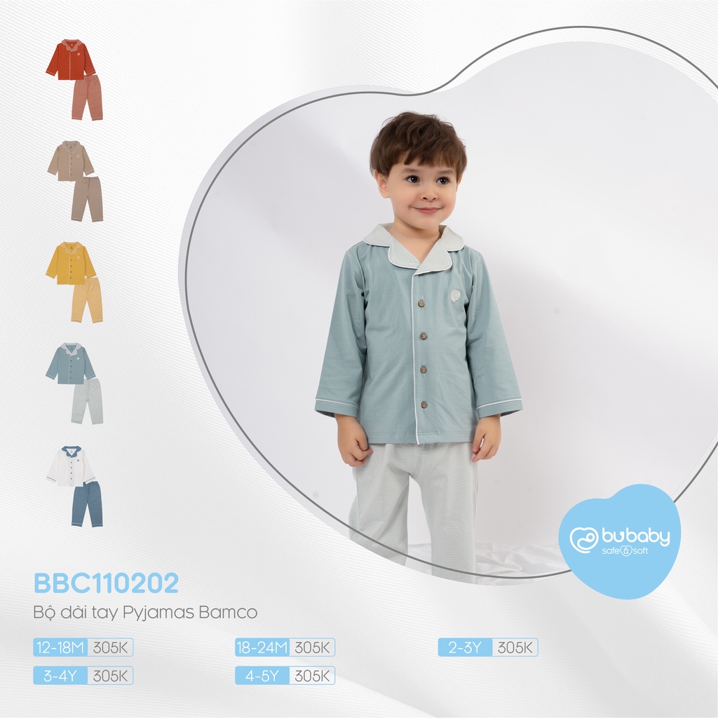 Bộ Pyjamas cho bé, Bộ Quần Áo cho bé mặc nhà chất liệu Sợi Tre Cotton BU Baby BBC110202